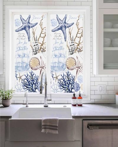 Película para ventana privacidad frost, azul y marrón, 17.7 x 39.3 pulgadas miniatura 2