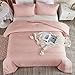 Litanika Pink Comforter Set Full Size for Girls, 3 Pieces Blush Women Plain Bedding Comforter Set, All Season Bed Set (79x90In Comforter & 2 Pillowcases)