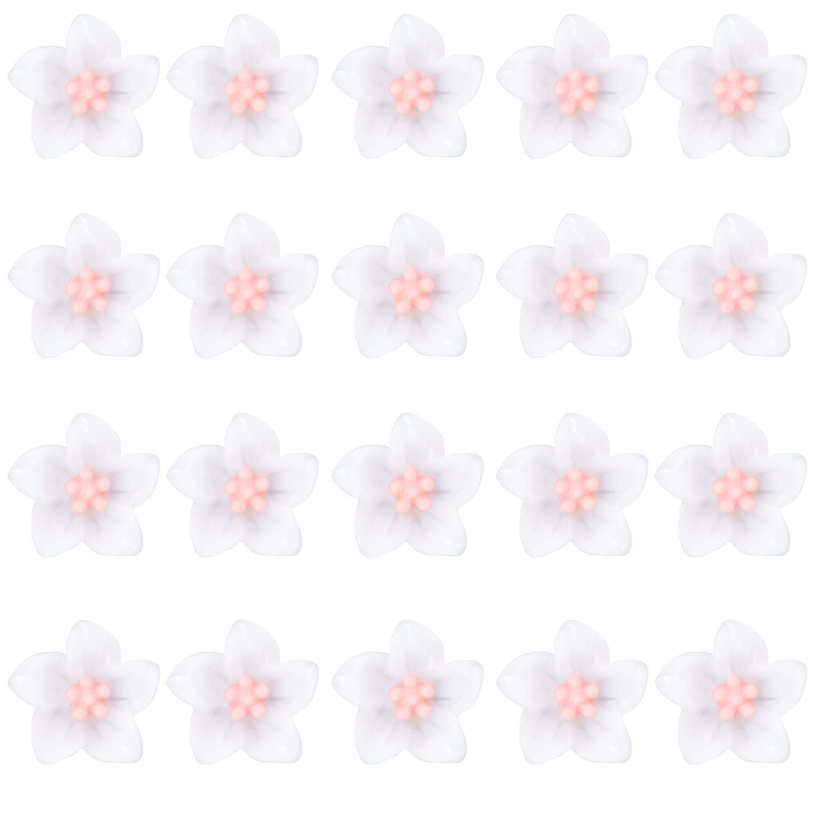 Wecoe 20 Pcs Small White Lily Hair Clips with Pink Flower Core - Cute Tiny Mini Decorative Accessories for Women