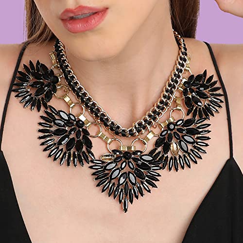 Image of SOHI Contemporary Necklace for Women and Girls, Necklace with Chain detailing for women, Statement jewellery, Fashion Jewellery for women, Imitation, ladies