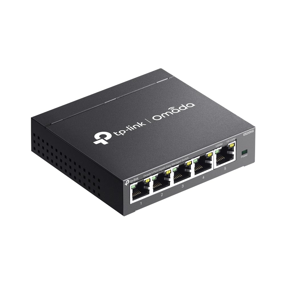 TP-link Omada ES205G - Switch splitter Gigabit RJ45 a 5 porte, facile da gestire, plug and play, senza ventola, custodia in metallo, montaggio a parete o da scrivania