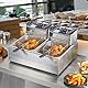 VEVOR Elektrische Edelstahl Fritteuse 24 L, Doppelter Tank Fritteuse Maschine 1500 W + 1500 W, inkl. 2 Frittierkörbe, 2 Abdeckungen, Kommerzielle Fritteuse für Restaurants, Cafés, Imbissstuben