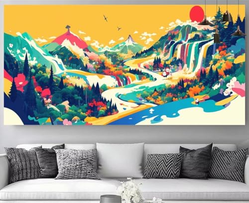 Broderie Diamant Paysage 70x210cm Anti-Stress l'Activité Manuelle Adulte Grand Format