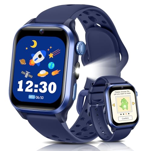 RUXINGX 2025 Smartwatch Bambini, 1,52' Orologio Smartwatch Bambino con 170+ Sports, Pet Digitale,Frequenza Cardiaca, Sonno, Audiolibri, Flashcard, 20 Giochi, Contapassi IP68, 4-12 Anni Regalo, Blu