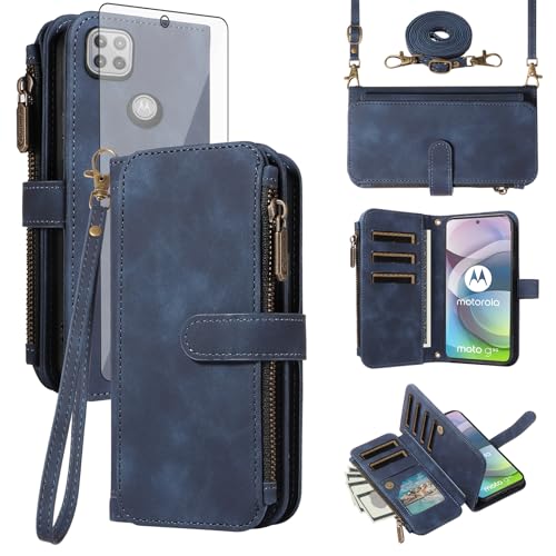 Coque Motorola Moto One 5G Ace étui portefeuille zippé avec verre trempé