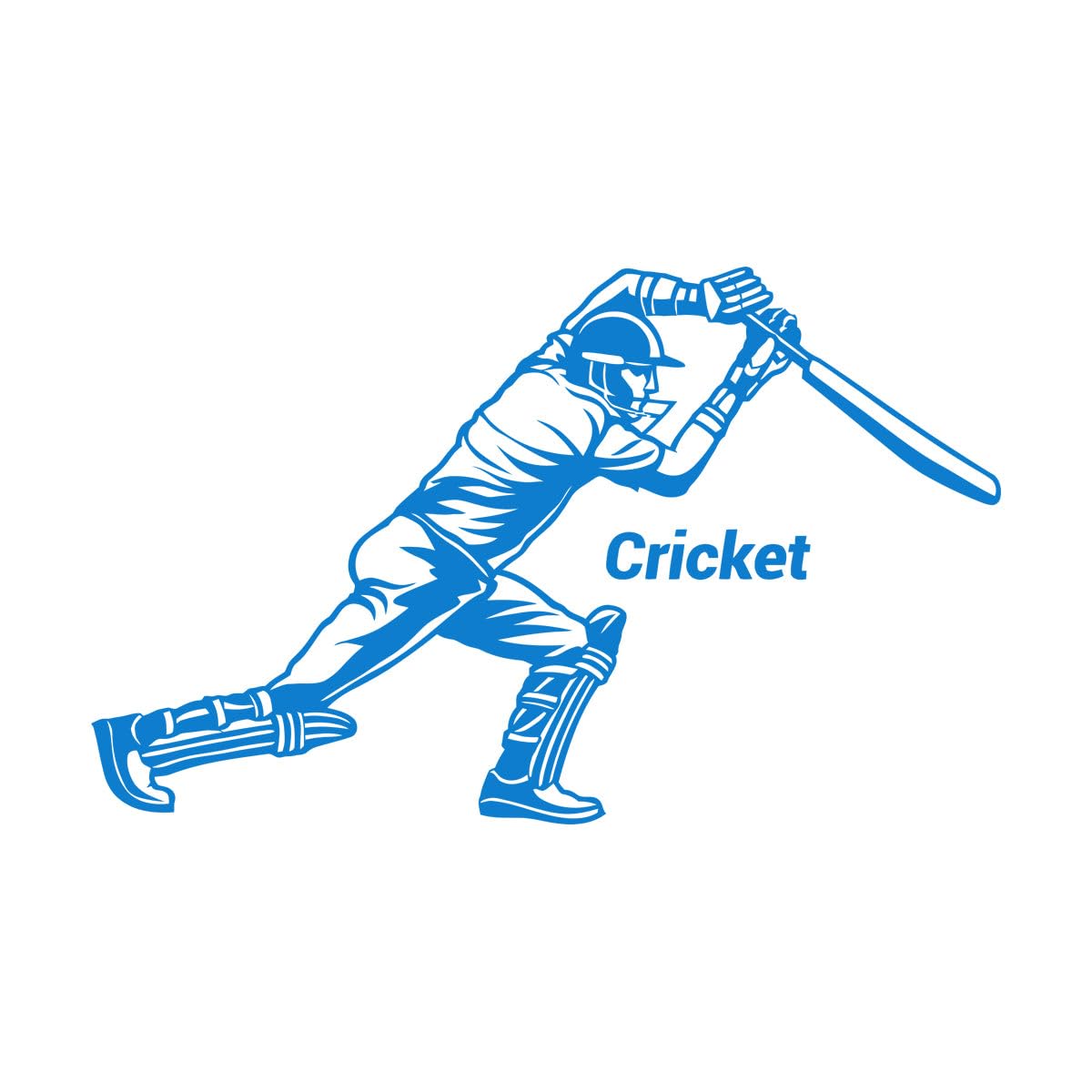 Cricket Bat Game Player Sports Wall Decals 48x76.4cm Multi Color Selection Large Blue