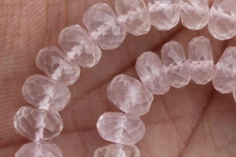 Perles rondes facettées quartz rose naturel 7mm sans défaut de taille