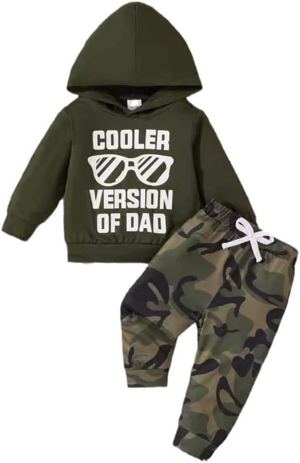Toddler Baby Boy Clothes Camo Outfit Cooler Version of Dad Hoodies Sweatshirt Pants Set Fall Winter Sweatsuit