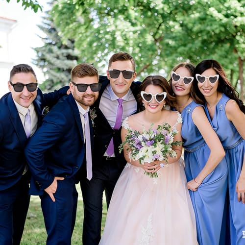Uintoon Just Married Decorations, 16 Pairs Bride and Groom Sunglasses Bulk, Pearl Heart Bride Sunglasses and Groom Glasses, Wedding Day Accessories, Bachelorette Party Favors, Photo Booth Props by Uintoon - Used condition - Image 6
