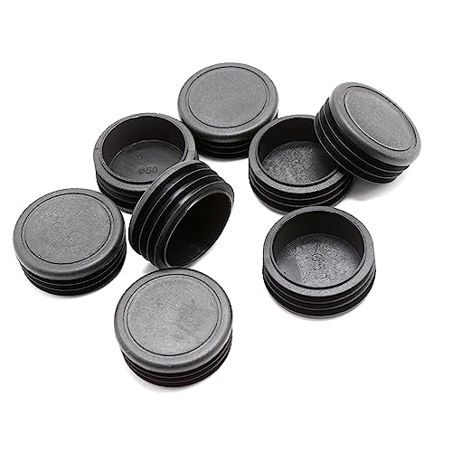 50mm Black Plastic Plugs, Black Round Tube Covers, Inner End Caps for Chairs Desks Tables Foot Furniture Pipe 20 Pcs