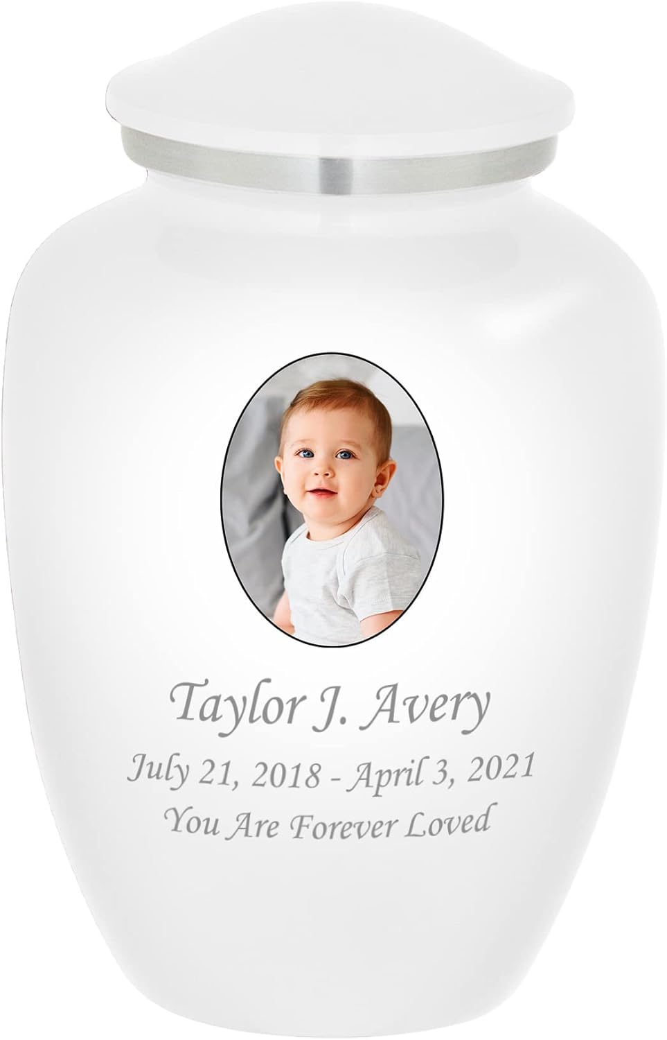 Homage Custom Photo Cremation Urn for Infant Ashes - Vase Style Cremation Urn - 80 Cubic Inch Capacity - Personalization Included (Pink)