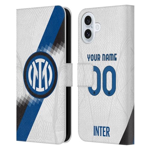 Coque Inter Milan iPhone 16 Plus étui portefeuille personnalisé en cuir véritable
