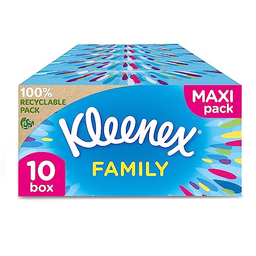 Tejidos Kleenex Family - 1280 pañuelos - 10 x 128 piezas - Caja de regalo