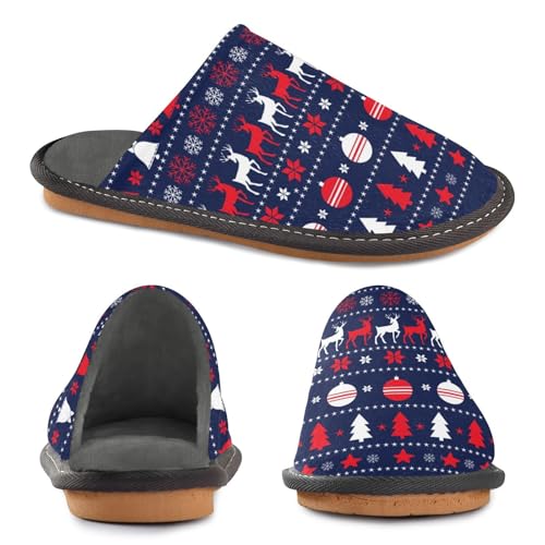 visesunny Women Men's Fuzzy Slippers Plush Warm Winter Merry Christmas Decorative Reindeer Cozy House Slippers Comfy Indoor Shoes2