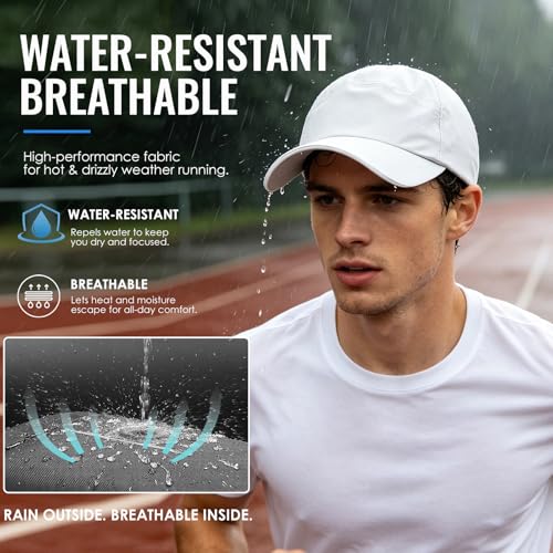 Image of Mens Waterproof Baseball Cap Womens Rain Hat Quick Dry Running Hat with Sweatband Outdoor Golf Breathable Sports Cap