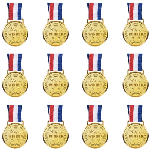 LZHZH 12 Pieces Gold Award Medals-Winner Medals Gold Prizes for Sports, Competitions, Party, Spelling Bees, Olympic Style, 2 Inches