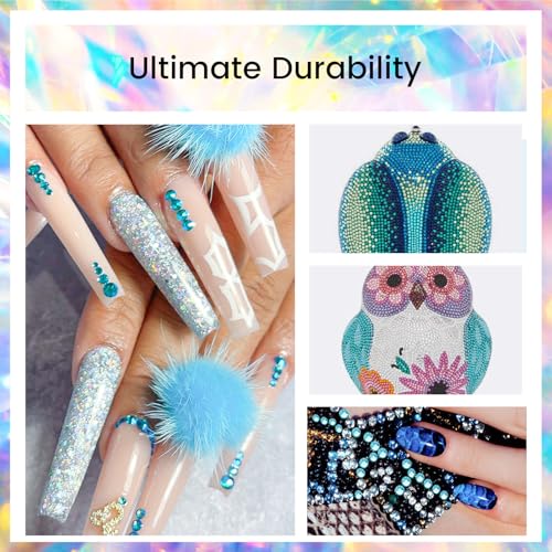 Image of Novani Rhinestones 1440pcs SS20 Glass Rhinestones Crystal Flatback Stones Craft Nail Makeup Bags and Shoe Decoration (SS20, Aquamarine)