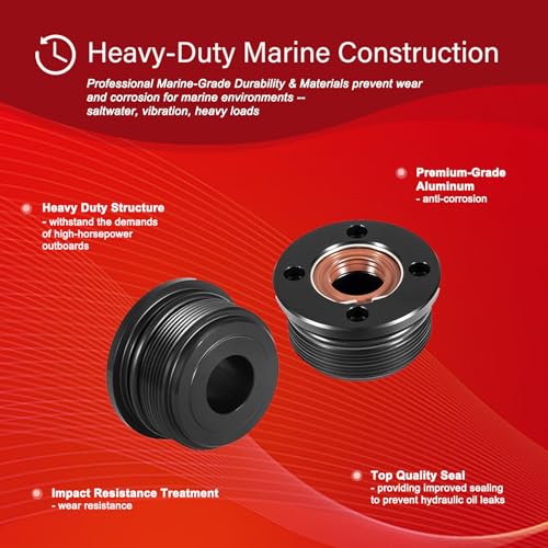 Image of Yoursme 2 PCS Trim Cap Cylinder with Seals 61A-43821-00-00 FSM040 Fits for Yamaha 200-225-250-300 HP Outboard V6, Hydraulic Tilt Trim End Cap Replacement Kit