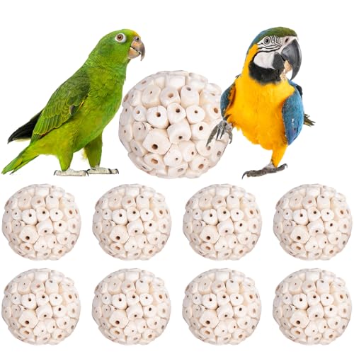 9 Pieces Bird Parrot Chew Toy Sola Balls, Natural Parrot Soft Chew Shredding & Foraging Toy, Bird Foot Balls for Cockatiel Conure Quaker Budgie Parakeet Bunny Guinea Pig Chinchilla Rabbit