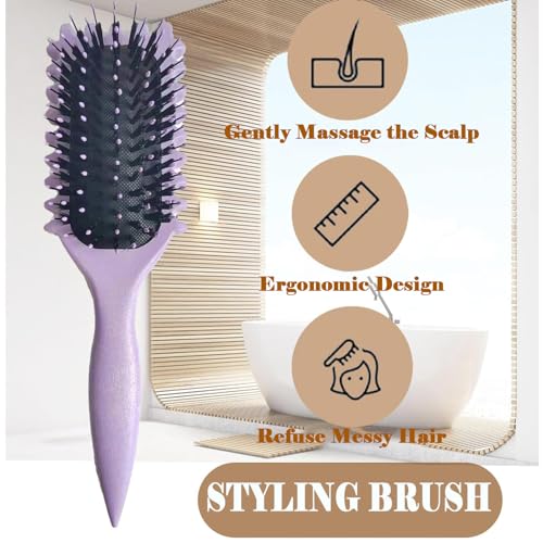 Curl Defining Brush New Curl Brush Premium Boar Bristle Curly Hair Brush for Perfectly Shaped and Defined Curls Detangling and Styling Hairbrush (Green) - Image 6