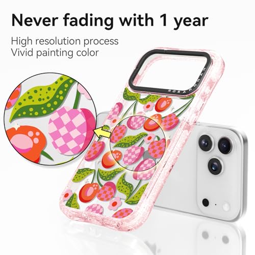 Coque iPhone Pro Max Rosarnnah 17GPR antichoc à paillettes roses