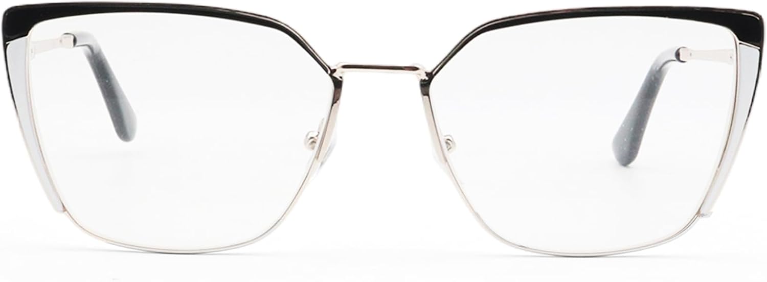 Oversized Metal Frame Reading Glasses for Women,Fashion Cat Eye Ladies Readers