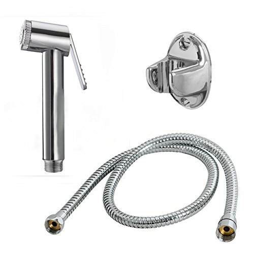 ABS Brushed Finish Health Faucet with One Meter Stainless Steel Tube & Hook HF-90887, Silver