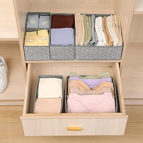 Image of House of Quirk Cardboard Foldable Cloth Storage Box Closet Dresser Drawer Organizer Cube Basket Bins Containers Divider with Drawers for Bras, Socks, Ties, Scarves, Set of 6 (Grey Mystery), Utensils