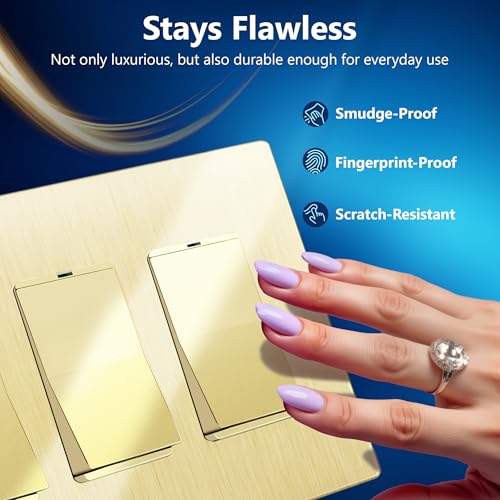 Image of LIDER Decorator Switch Cover, Screwless Wall Plate, Mid-Size 3-Gang 4.88 inch x 6.77 inch, LSWP-33M-BGD, UL Listed, Thermoplastic, Brushed Gold, 1-Pack