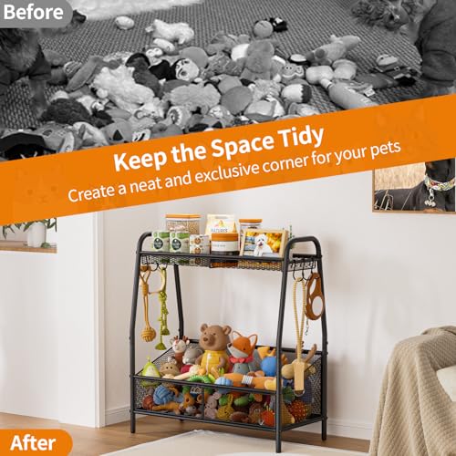 Full Metal Dog Toy Basket, 23.6"x11.2"x7.9" Large Dogs Toy Bin with Storage Organizer, Chew-Resistant Toy Box for Dog Stuff Accessories, Pet Toy Storage Holder for Cat Dogs Essential Supplies - Image 6