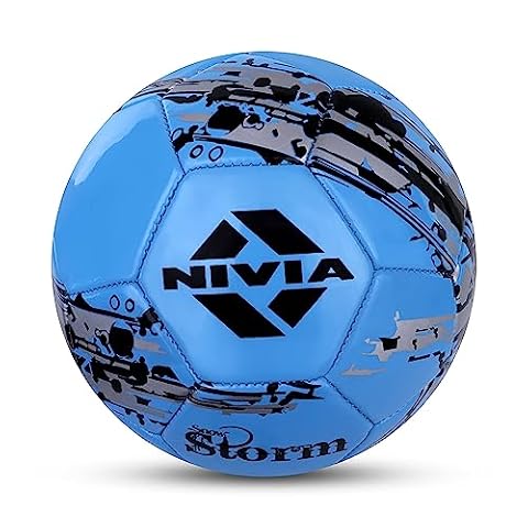 Nivia Snow Storm Machine Stitched Football (Size 5, Blue)