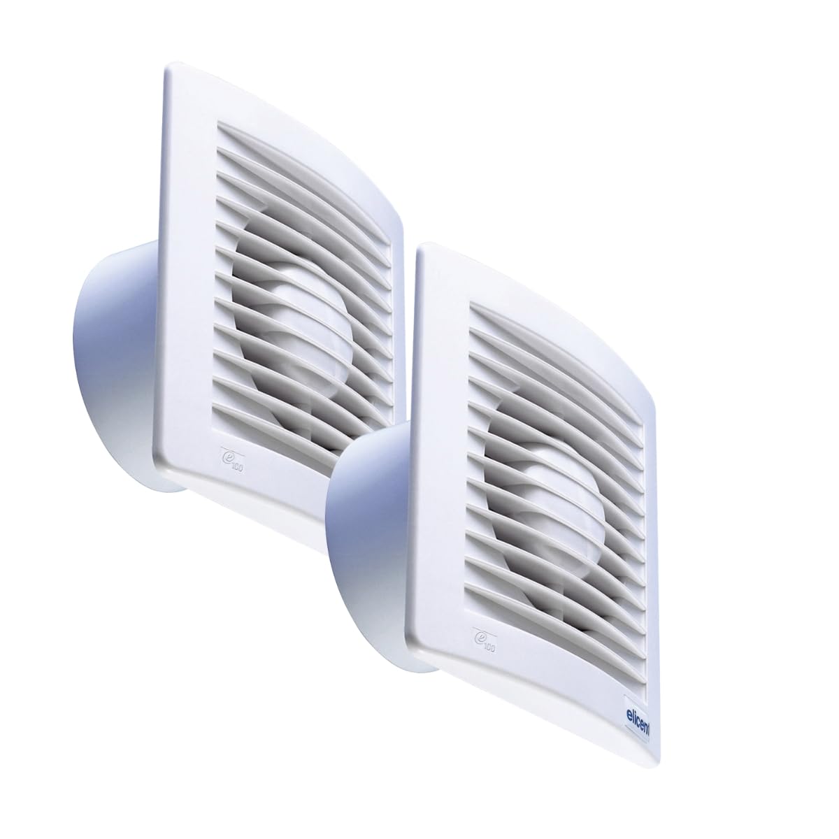 elicent | Estyle 100 Performance Set da 2 Pezzi Aspiratore Elicoidale Ø100 mm con Design Ultrasottile per Espulsione Diretta, Motore Induzione 230V, Silenzioso e Resistente