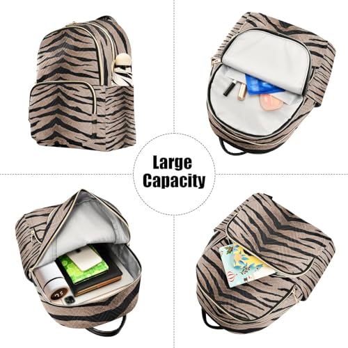 Image of ALAZA Tiger Print Animal Stripe Mini Backpack Purse for Women Travel Bag Fashion Daypack Back Pack Shoulder Bag