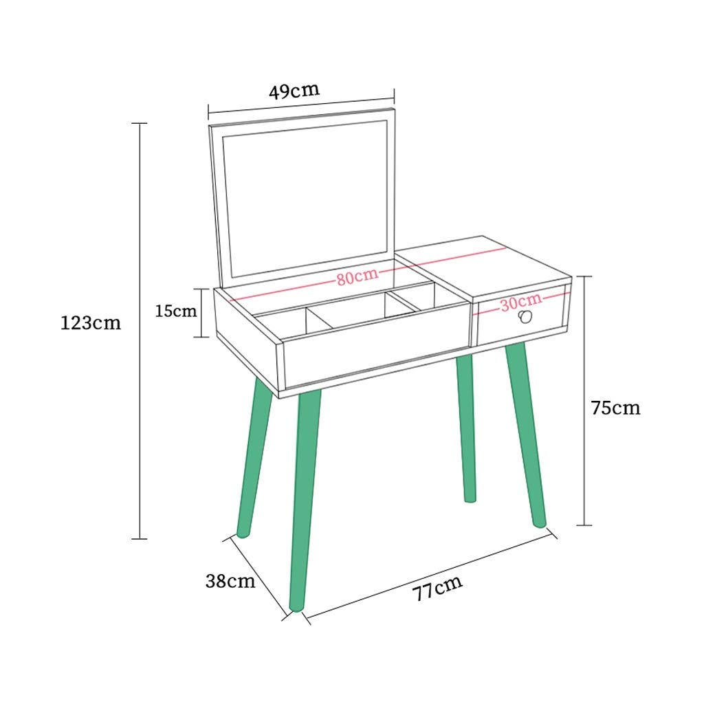 Schminktische Home Life Frisiertisch Kommode Set Flip Top Spiegel und Schublade Bringing Linen Pad Make-up Hocker (weiß) Kosmetiktisch