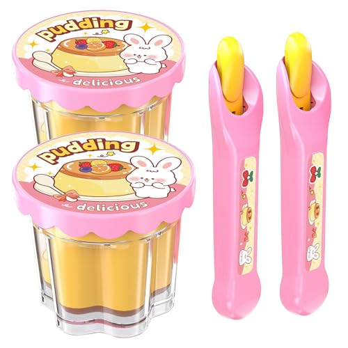 Pudding Feeding Toy for Dolls(2 Packs) Interactive Baby Doll Food with Retractable Spoon Pretend Play Food for Toddlers 3-5-8 Realistic Role Play Toy for Girls Easter Basket Stuffers Gifts