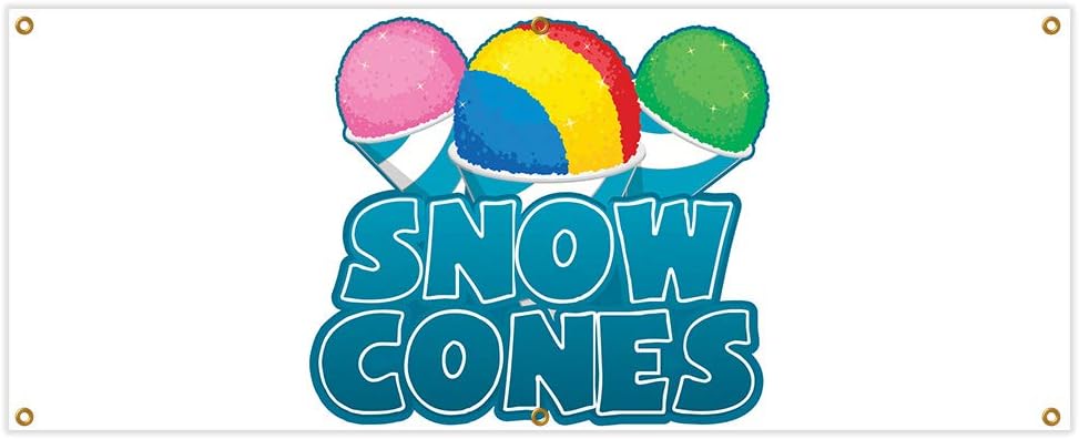 Snow Cones Banner 24" X 72" Heavy Duty 13 Oz Vinyl Banners with Grommets Single Sided