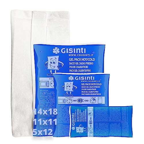 Gisinti Poche de Glace Réutilisables Effet Chaud Froid Poche de Gel Réutilisables pour Micro Onde & Congelateur + Pochette en tissu (3 pièces Moyen-petit)
