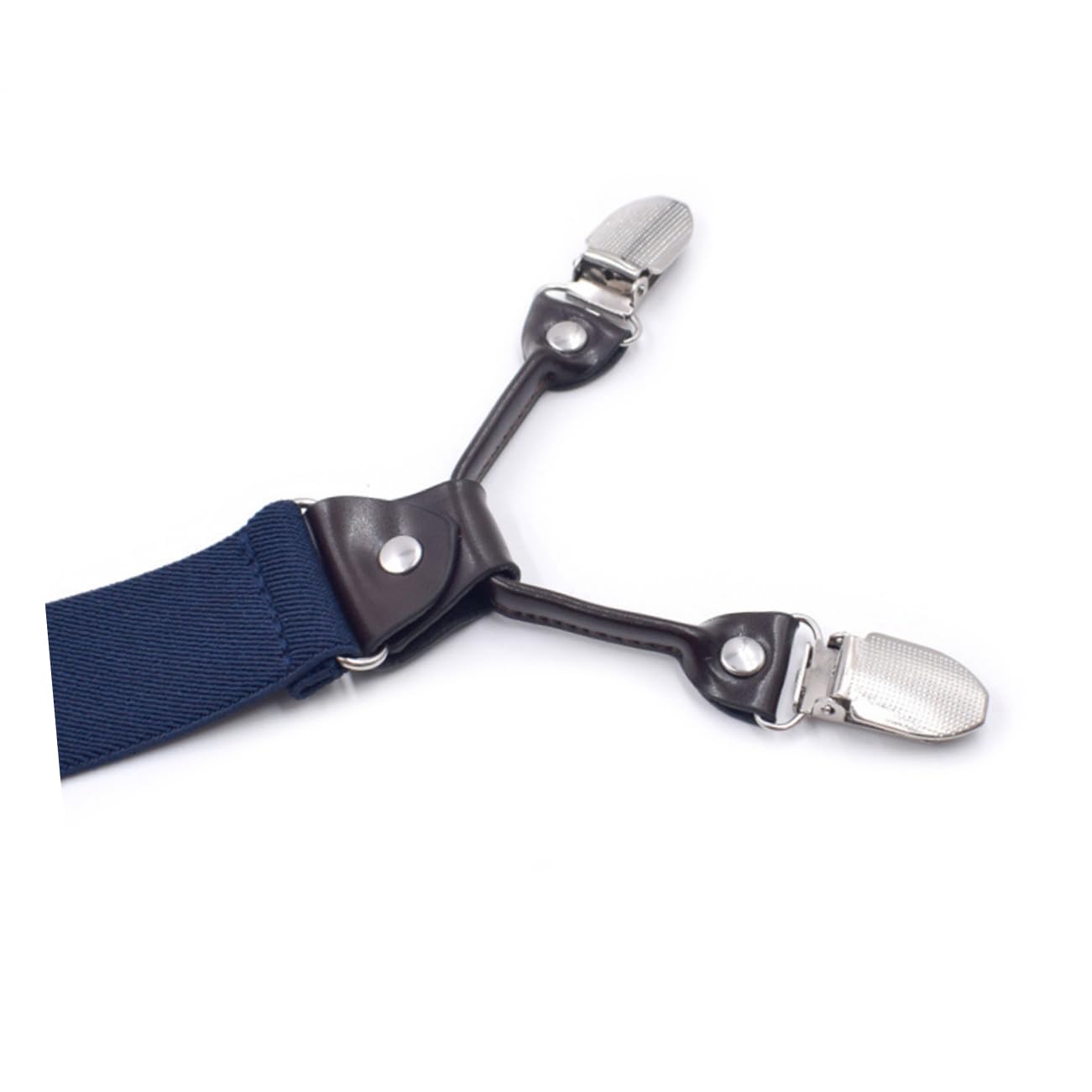 Beavorty 6 Elastic Clips Trousers Braces for Men Comfortable Suspender for Stylish Look for Jeans and Shorts Navy