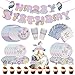 65 Piezas Unicornio Cumpleaños Fiesta Decoracion,Set de Vajilla Unicornio,vajilla de Fiesta de Unicornio,Vajilla de Unicornio Juego de Platos Reutilizable,Ideal para Niñas y Infantiles