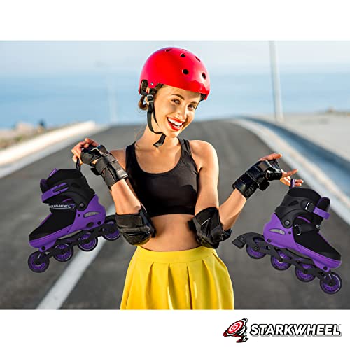 STARKWHEEL Adjustable Inline Skates for Kids Adults and Teens - Full Light Up Rollerskate Wheels, Outdoor Roller Skate for Adult Men and Women - Best Gifts for Girls and Boys Ages 14 15 16 17 18 19+