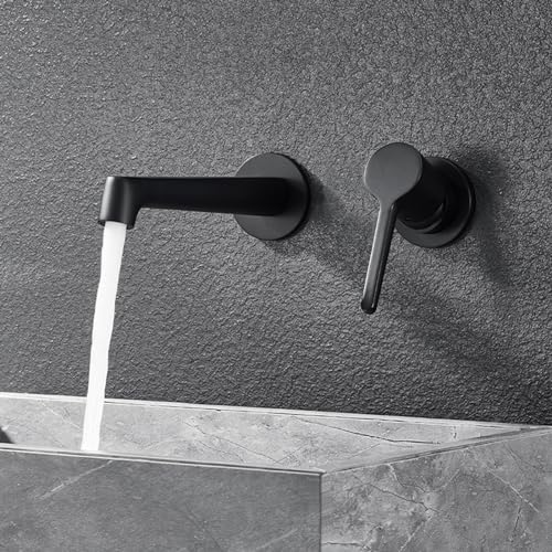 Robinet à levier unique eau chaude et froide encastrable gris pour vasque