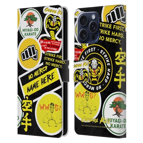 Coque en cuir Cobra Kai étui rabat iPhone 16 Pro Max housse personnalisée Strike Logo