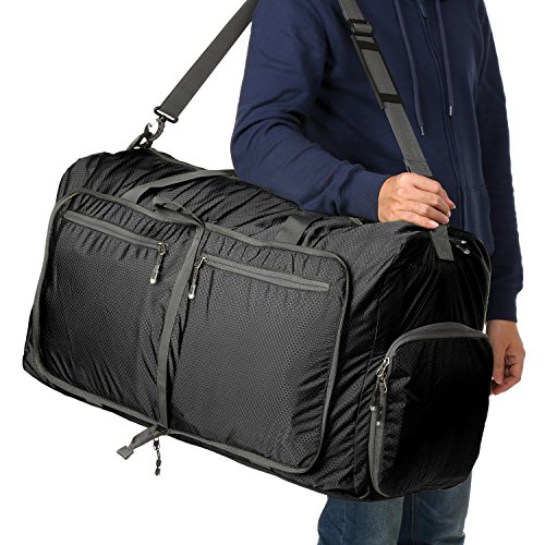 80L Duffle Bag Foldable Lightweight Cargo Duffel Bag for Camping,Gym Bag for Men and Women (Black)