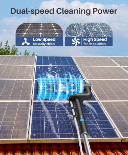 Image of Electric Solar Panel Cleaning Brush, 20.34Ft, Soap Dispenser&Water Fed Pole