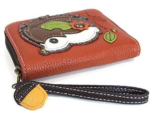 Chala Zip Around Wallet, Wristlet, 8 Credit Card Slots, Sturdy Pu Leather - Hedgehog - Orange #TOP2