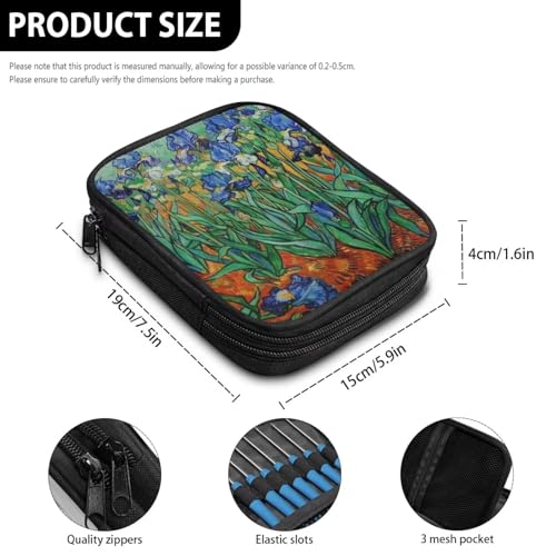 Image of Crochet Hook Case Irises Crochet Hook Holder Portable Crochet Hook Storage Bag with Web Pockets Suitable for Crochet Needles /Knitting Accessories