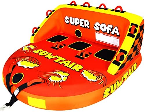 SUWTAIR Super Sofa Towable Tubes for Boating 1-3 Person,Tubes for Boats to Pull,Inflatable Boat Tube/Water Tube,Front&Back Tow Points with Heavy-Duty Thick 840D Nylon Cover for Water Sports