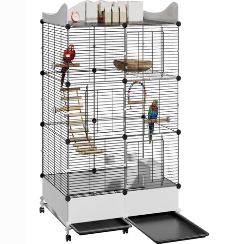 Encrypted Bird Cage Large Bird Cages 57-Inch, Top Storage Space, Bottom Splash Guard with Essential...