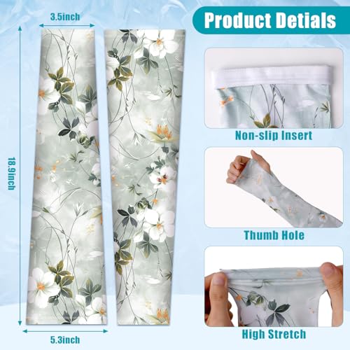 Image of Bebila Gardening Sleeves for Women Farm UV Sun Protection Anti-Scratch Cooling Sleeves with Thumb Hole Arms Cover Outdoors