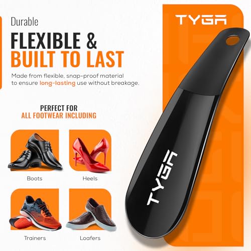 TYGA STORE | Schwarze Schuhlöffel, universell - für alle Schuhe, Fersen, Stiefel und Turnschuhe (Theke - leicht in den für Männer, Frauen und Kinder) (3)